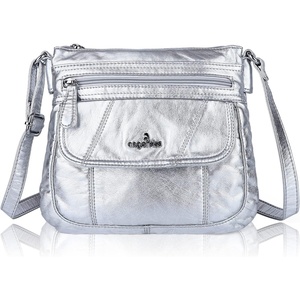 image:imageAngel Kiss Crossbody Bags for Women PU Leather Shoulder Handbag Ladies Purses and Handbag with adjustable StrapSliver