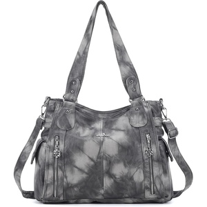 image:imageAngel Kiss Handbags for Womens TopHandle Hobo Purse Roomy Casual Shoulder Bags PU Tote Satchel Purse for WomenGblackGrey