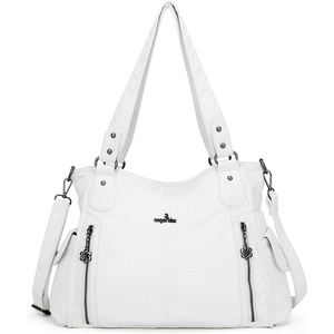 image:imageAngel Kiss Handbags for Womens TopHandle Hobo Purse Roomy Casual Shoulder Bags PU Tote Satchel Purse for WomenWhite