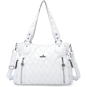 image:imageAngel Kiss Handbags for Womens TopHandle Hobo Purse Roomy Casual Shoulder Bags PU Tote Satchel Purse for WomenWhitel