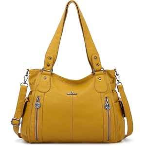 image:imageAngel Kiss Handbags for Womens TopHandle Hobo Purse Roomy Casual Shoulder Bags PU Tote Satchel Purse for WomenYellow