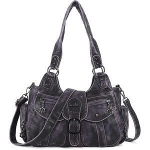 image:imageAngel Kiss Hobo Bags for Women Vegan Leather Shoulder Purses and Handbags Ladies Roomy Tote Bags Purse with Crossbody StrapPurpleBlack