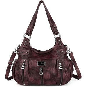 image:imageAngel Kiss Large Purses and Handbags for Women Washed Faux Leather Crossbody Hobo Satchel Shoulder Handbag Tote Purse1dpink