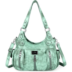 image:imageAngel Kiss Large Purses and Handbags for Women Washed Faux Leather Crossbody Hobo Satchel Shoulder Handbag Tote Purse1lgreen