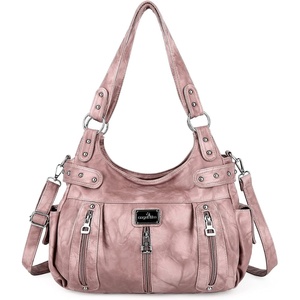 image:imageAngel Kiss Large Purses and Handbags for Women Washed Faux Leather Crossbody Hobo Satchel Shoulder Handbag Tote Purse1pink