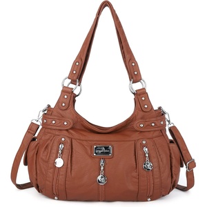 image:imageAngel Kiss Large Purses and Handbags for Women Washed Faux Leather Crossbody Hobo Satchel Shoulder Handbag Tote PurseBrown