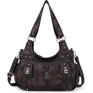 image:imageAngel Kiss Large Purses and Handbags for Women Washed Faux Leather Crossbody Hobo Satchel Shoulder Handbag Tote PurseGcoffee