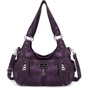 image:imageAngel Kiss Large Purses and Handbags for Women Washed Faux Leather Crossbody Hobo Satchel Shoulder Handbag Tote PurseGpurple