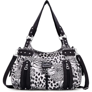 image:imageAngel Kiss Large Purses and Handbags for Women Washed Faux Leather Crossbody Hobo Satchel Shoulder Handbag Tote PurseLeopardblack