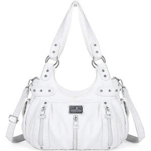 image:imageAngel Kiss Large Purses and Handbags for Women Washed Faux Leather Crossbody Hobo Satchel Shoulder Handbag Tote PurseWhite