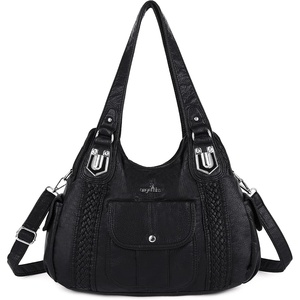 image:imageAngel Kiss Purses and Handbags for Women Washed Vegan Leather Crossbody Hobo Satchel Shoulder Tote Purse1black