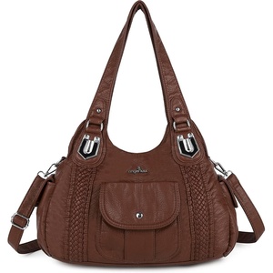 image:imageAngel Kiss Purses and Handbags for Women Washed Vegan Leather Crossbody Hobo Satchel Shoulder Tote Purse1brown
