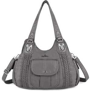 image:imageAngel Kiss Purses and Handbags for Women Washed Vegan Leather Crossbody Hobo Satchel Shoulder Tote Purse1grey
