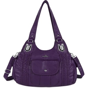 image:imageAngel Kiss Purses and Handbags for Women Washed Vegan Leather Crossbody Hobo Satchel Shoulder Tote Purse1purple