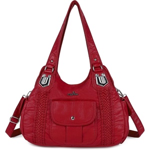 image:imageAngel Kiss Purses and Handbags for Women Washed Vegan Leather Crossbody Hobo Satchel Shoulder Tote Purse1red