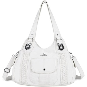 image:imageAngel Kiss Purses and Handbags for Women Washed Vegan Leather Crossbody Hobo Satchel Shoulder Tote Purse1white