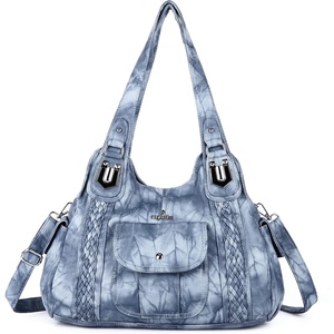 image:imageAngel Kiss Purses and Handbags for Women Washed Vegan Leather Crossbody Hobo Satchel Shoulder Tote Purse7028blue