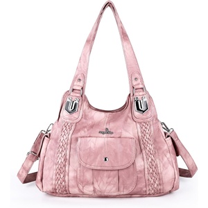 image:imageAngel Kiss Purses and Handbags for Women Washed Vegan Leather Crossbody Hobo Satchel Shoulder Tote Purse7028pink