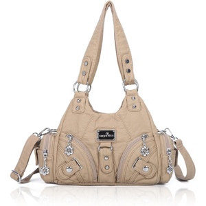 image:imageAngel Kiss Purses for Women Small Hobo Shoulder Bags Vagen Leather MultiPocket Tote Bag with ZipperApricot