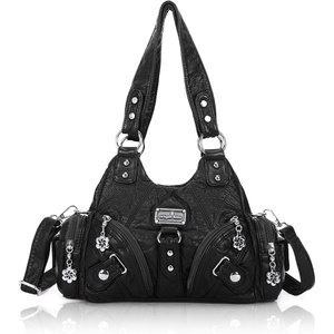 image:imageAngel Kiss Purses for Women Small Hobo Shoulder Bags Vagen Leather MultiPocket Tote Bag with ZipperBlack