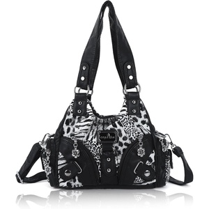 image:imageAngel Kiss Purses for Women Small Hobo Shoulder Bags Vagen Leather MultiPocket Tote Bag with ZipperBlack Leopard