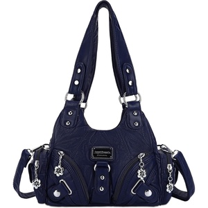 image:imageAngel Kiss Purses for Women Small Hobo Shoulder Bags Vagen Leather MultiPocket Tote Bag with ZipperBlue