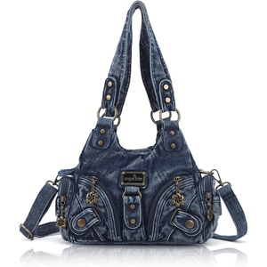 image:imageAngel Kiss Purses for Women Small Hobo Shoulder Bags Vagen Leather MultiPocket Tote Bag with ZipperBlue Denim