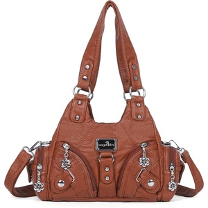 image:imageAngel Kiss Purses for Women Small Hobo Shoulder Bags Vagen Leather MultiPocket Tote Bag with ZipperBrown