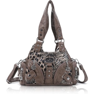 image:imageAngel Kiss Purses for Women Small Hobo Shoulder Bags Vagen Leather MultiPocket Tote Bag with ZipperBrown Leopard