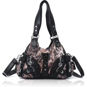 image:imageAngel Kiss Purses for Women Small Hobo Shoulder Bags Vagen Leather MultiPocket Tote Bag with ZipperBrown Snake