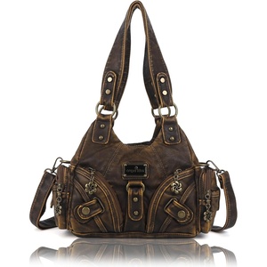 image:imageAngel Kiss Purses for Women Small Hobo Shoulder Bags Vagen Leather MultiPocket Tote Bag with ZipperRetro Brown