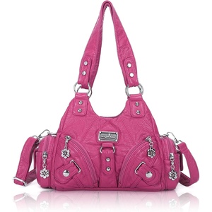 image:imageAngel Kiss Purses for Women Small Hobo Shoulder Bags Vagen Leather MultiPocket Tote Bag with ZipperRose