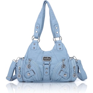 image:imageAngel Kiss Purses for Women Small Hobo Shoulder Bags Vagen Leather MultiPocket Tote Bag with ZipperSky Blue