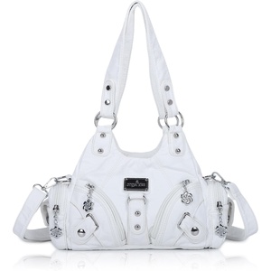 image:imageAngel Kiss Purses for Women Small Hobo Shoulder Bags Vagen Leather MultiPocket Tote Bag with ZipperWhite