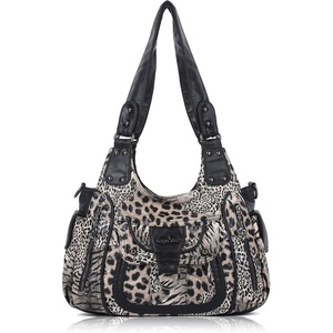 image:imageAngel Kiss Womens Shoulder Bag Vegan Leather Hobo Purses and Handbags Satchel Tote Bags for Women with Adjustable StrapLeopard Brown