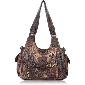 image:imageAngel Kiss Womens Shoulder Bag Vegan Leather Hobo Purses and Handbags Satchel Tote Bags for Women with Adjustable StrapLeopard Dark Coffee