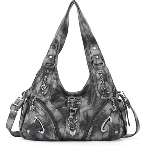 image:imageAngelkiss Hobo Purses and handbags for Women Satchel Handbag Women Purses Large Daily Shoulder BagsBlackGreyg