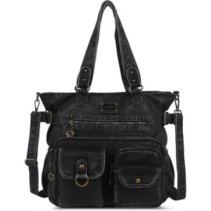 image:imageAngelkiss Purses Handbags for Women PU Tote Satchel Bags for Women Pockets Shoulder Bags1black