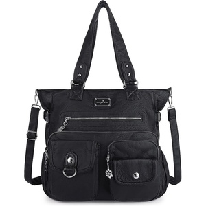 image:imageAngelkiss Purses Handbags for Women PU Tote Satchel Bags for Women Pockets Shoulder BagsBlack