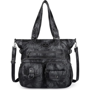 image:imageAngelkiss Purses Handbags for Women PU Tote Satchel Bags for Women Pockets Shoulder BagsBlack Grey