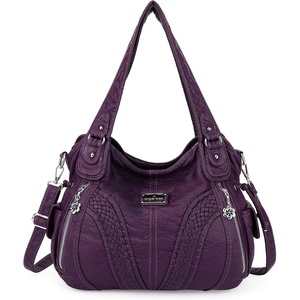 image:imagePurses and Handbags Women Fashion Tote Bag Shoulder Bags Top Handle Satchel Purses Washed Synthetic Leather Handbag1dpurple