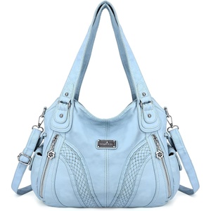 image:imagePurses and Handbags Women Fashion Tote Bag Shoulder Bags Top Handle Satchel Purses Washed Synthetic Leather Handbag1lblue