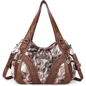 image:imagePurses and Handbags Women Fashion Tote Bag Shoulder Bags Top Handle Satchel Purses Washed Synthetic Leather Handbag3brownBrown