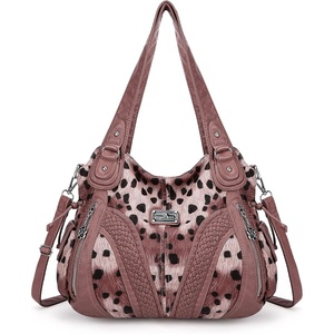 image:imagePurses and Handbags Women Fashion Tote Bag Shoulder Bags Top Handle Satchel Purses Washed Synthetic Leather Handbag3pink Leopard