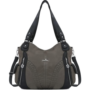 image:imagePurses and Handbags Women Fashion Tote Bag Shoulder Bags Top Handle Satchel Purses Washed Synthetic Leather HandbagNylondgray