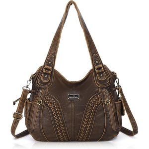 image:imagePurses and Handbags Women Fashion Tote Bag Shoulder Bags Top Handle Satchel Purses Washed Synthetic Leather HandbagRetro Brown1