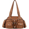 image:imageAngel Kiss Hobo Crossbody Purses for Women Shoulder Bag Multipocket Soft Hobo Purses Removable Strap Leather Handbags3brown