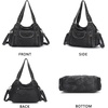 image:imageAngel Kiss Women Handbags Shoulder Bags Washed Leather Satchel Tote Bag Mutipocket Hobo PurseBlack 2