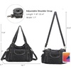 image:imageAngel Kiss Women Handbags Shoulder Bags Washed Leather Satchel Tote Bag Mutipocket Hobo PurseBlack 2