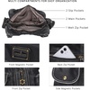 image:imageAngel Kiss Women Handbags Shoulder Bags Washed Leather Satchel Tote Bag Mutipocket Hobo PurseBlack 2